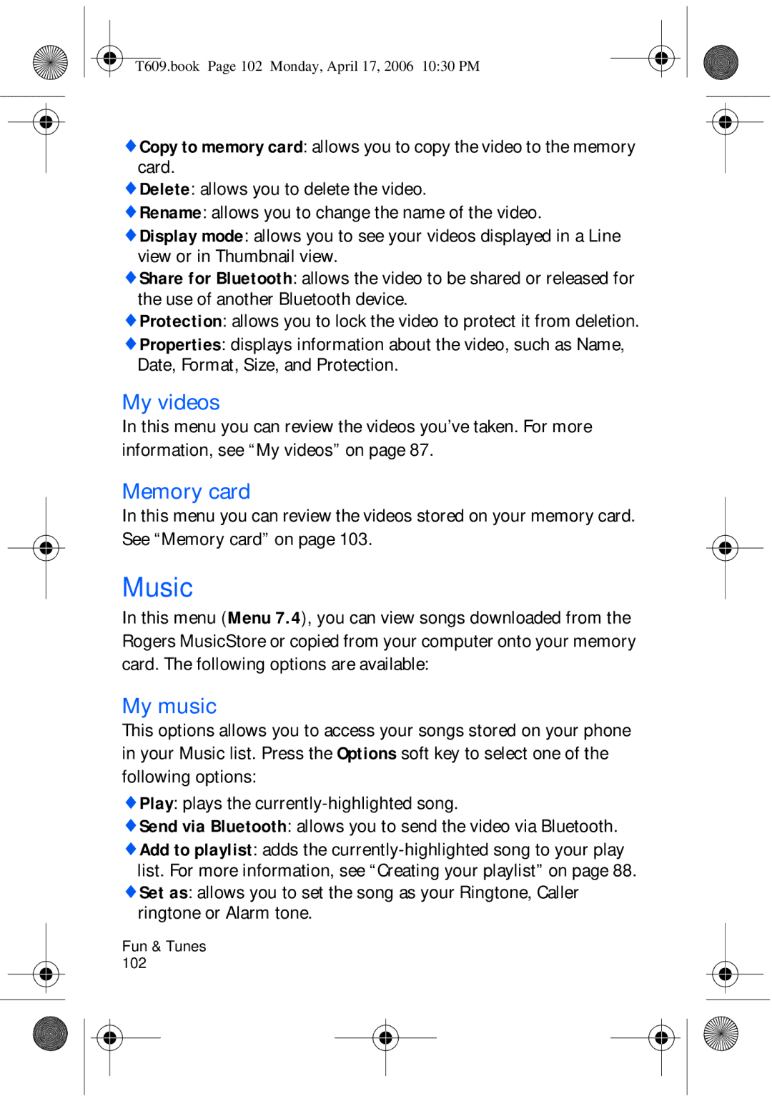 Samsung SGH-t609 manual Music, My music 