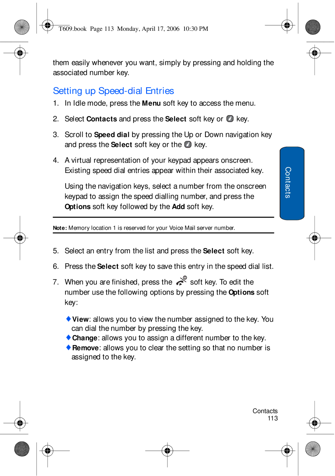 Samsung SGH-t609 manual Setting up Speed-dial Entries 