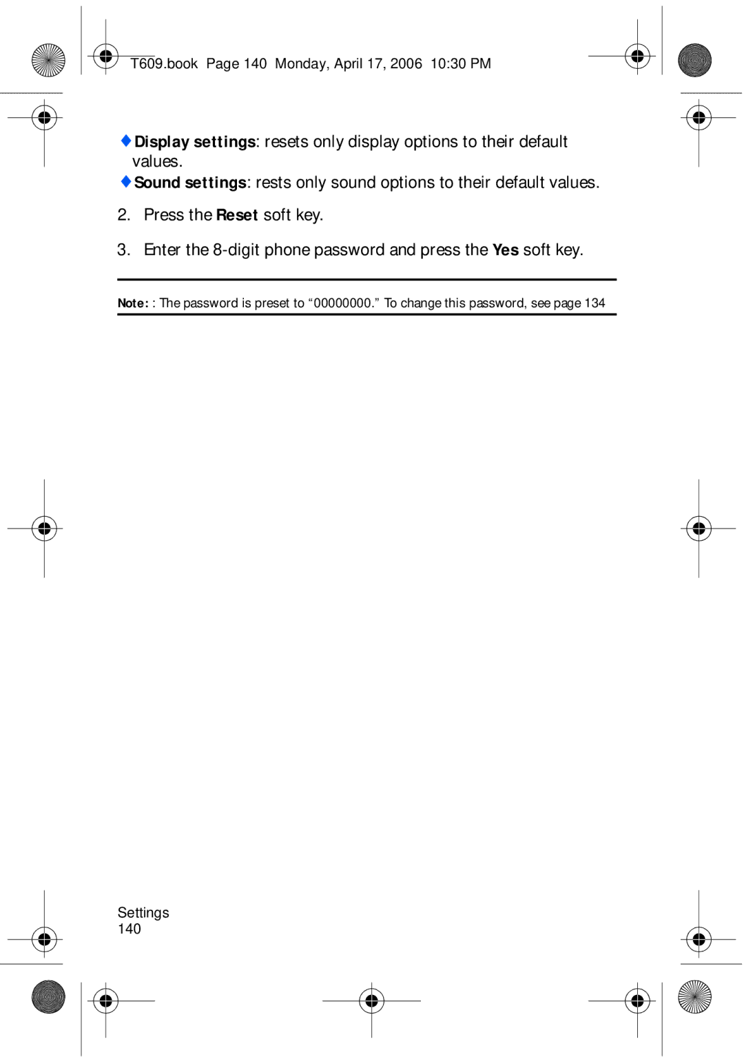 Samsung SGH-t609 manual T609.book Page 140 Monday, April 17, 2006 1030 PM 