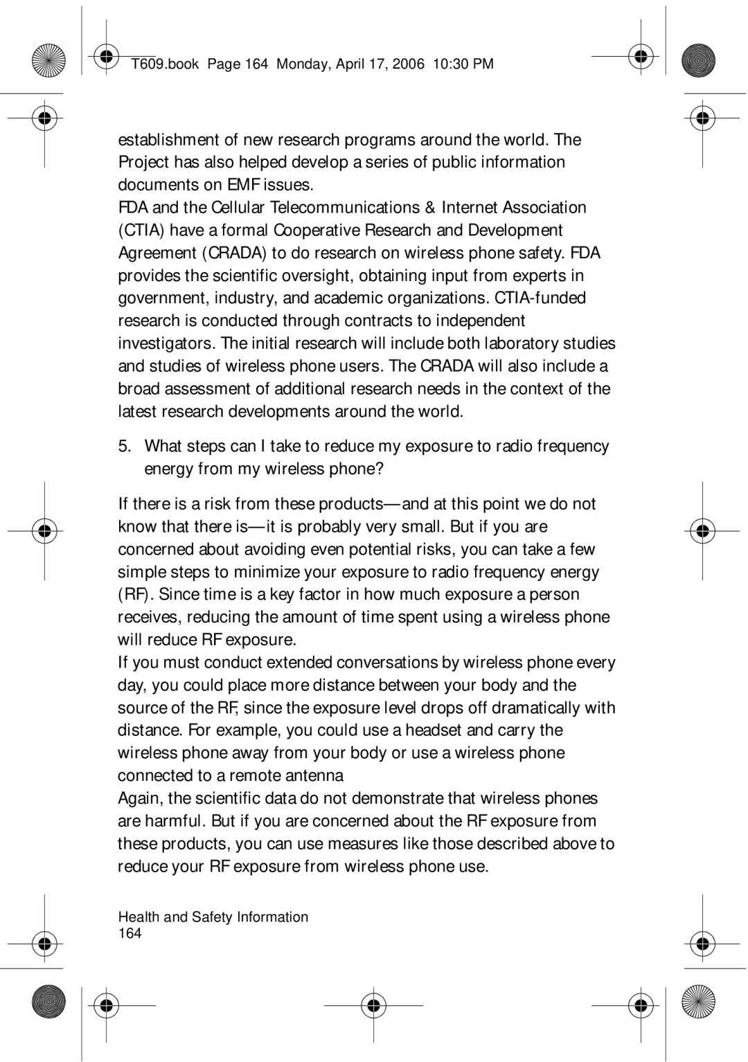 Samsung SGH-t609 manual T609.book Page 164 Monday, April 17, 2006 1030 PM 