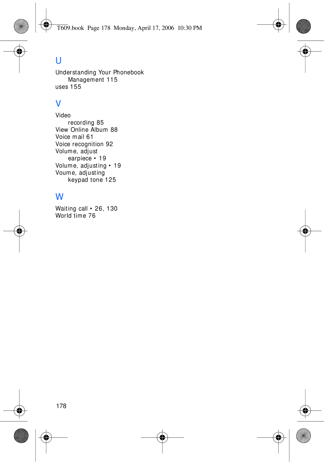 Samsung SGH-t609 manual 178 