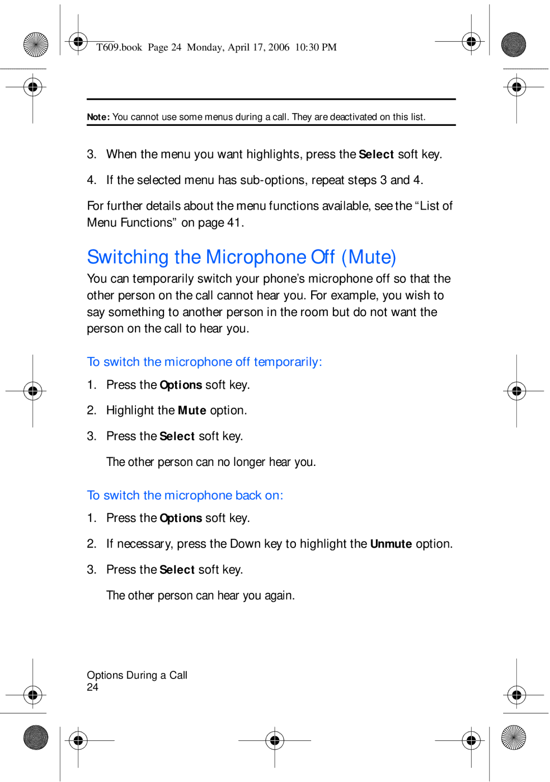 Samsung SGH-t609 manual Switching the Microphone Off Mute, To switch the microphone off temporarily 