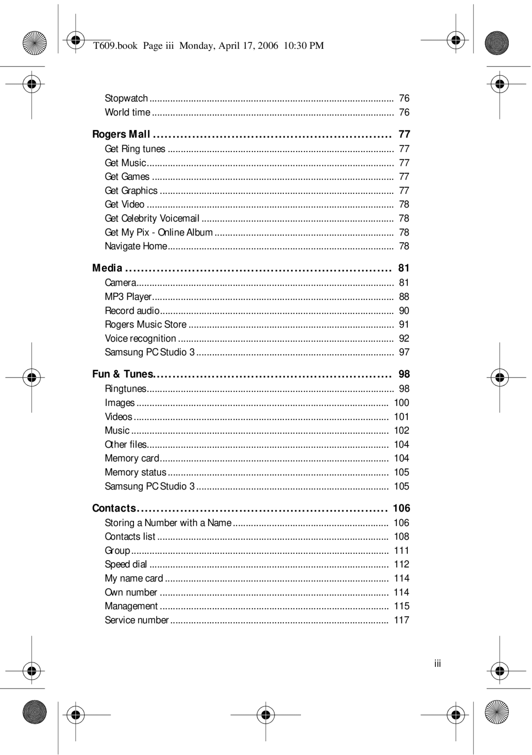 Samsung SGH-t609 manual Media 