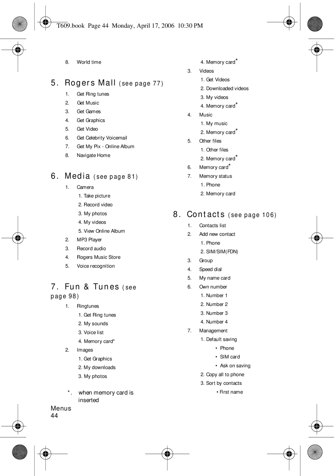 Samsung SGH-t609 manual Fun & Tunes see 