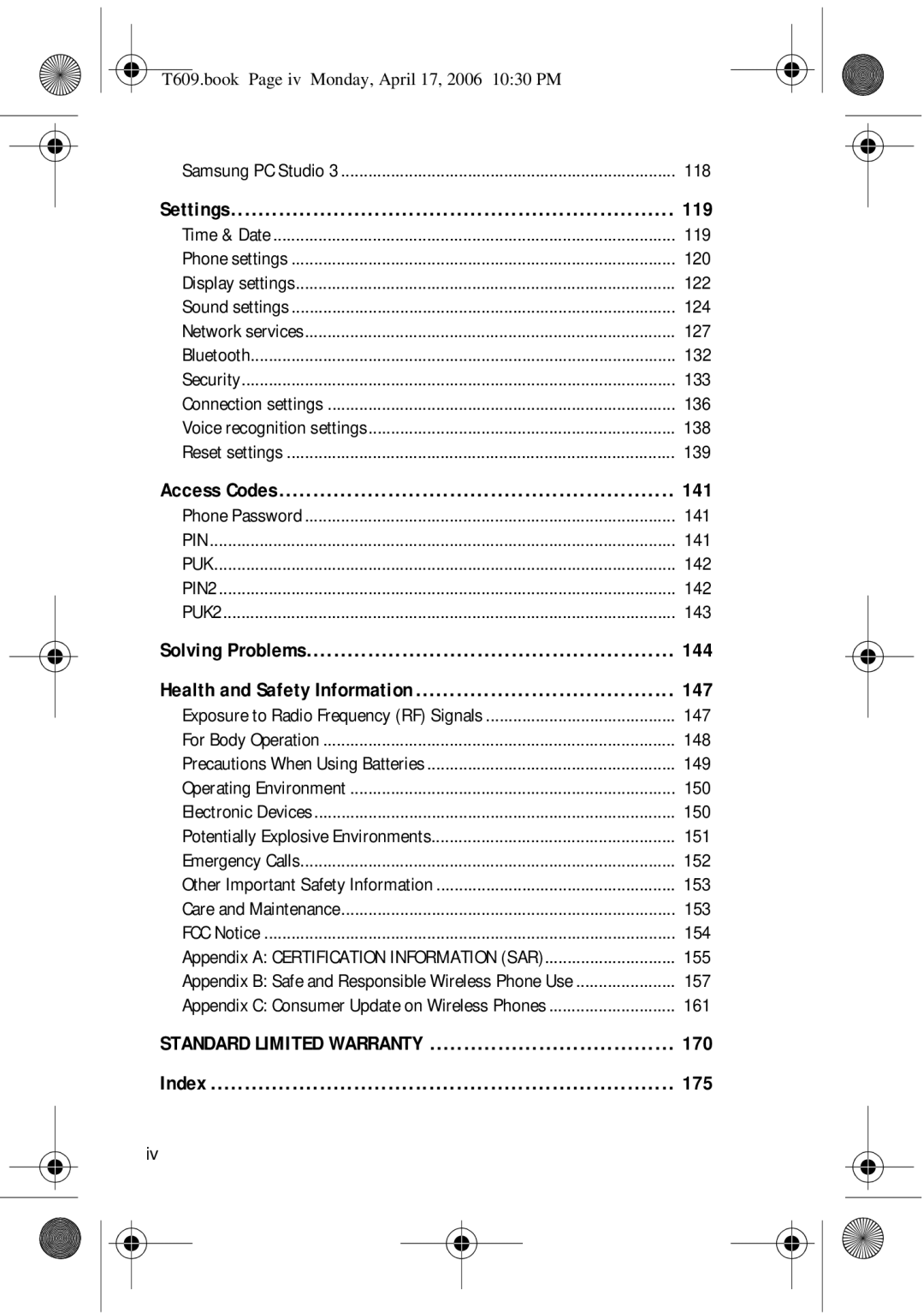 Samsung SGH-t609 manual Access Codes 