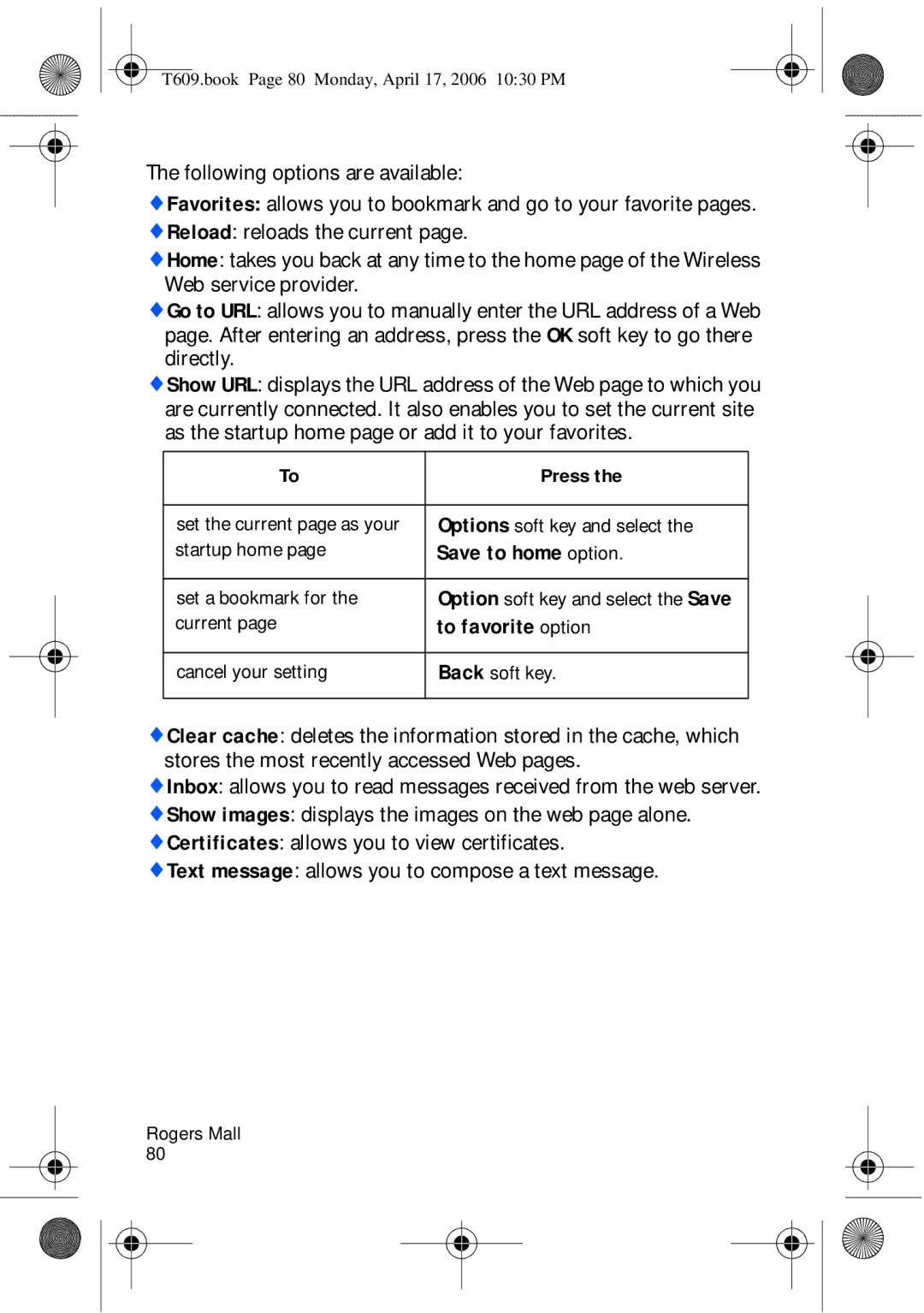 Samsung SGH-t609 manual Save to home option 