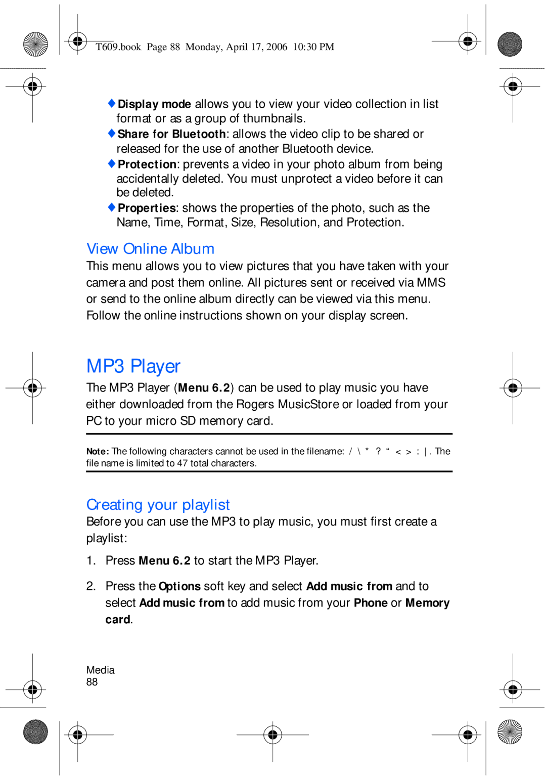 Samsung SGH-t609 manual MP3 Player, View Online Album, Creating your playlist 