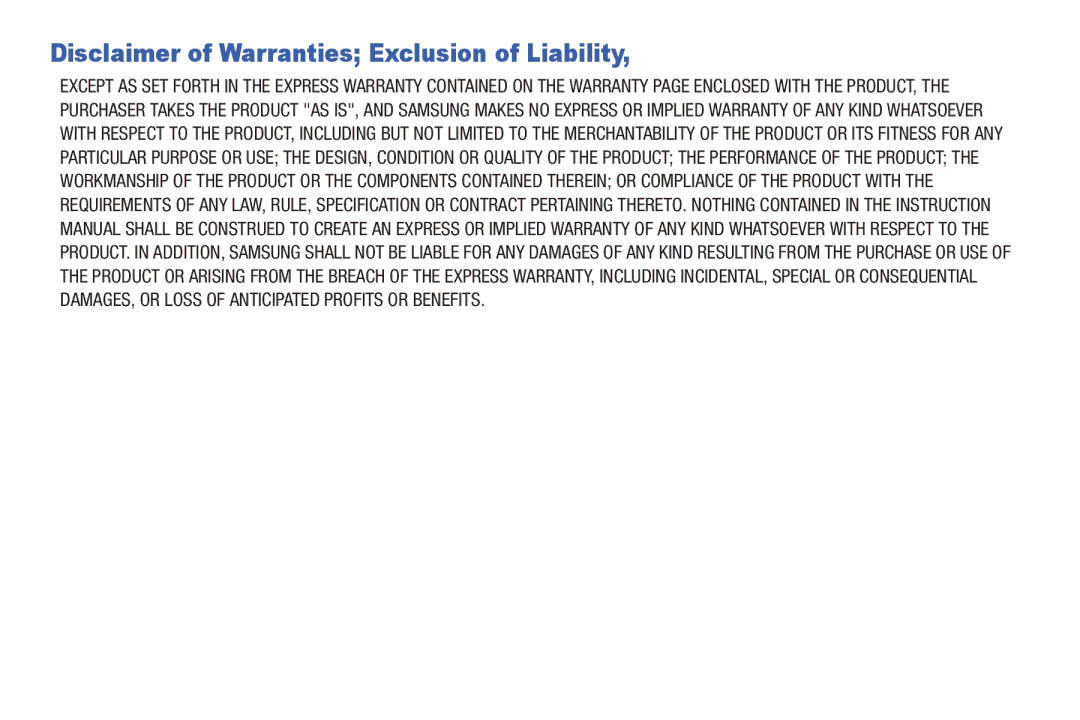 Samsung SGH-T839HABTMB user manual Disclaimer of Warranties Exclusion of Liability 