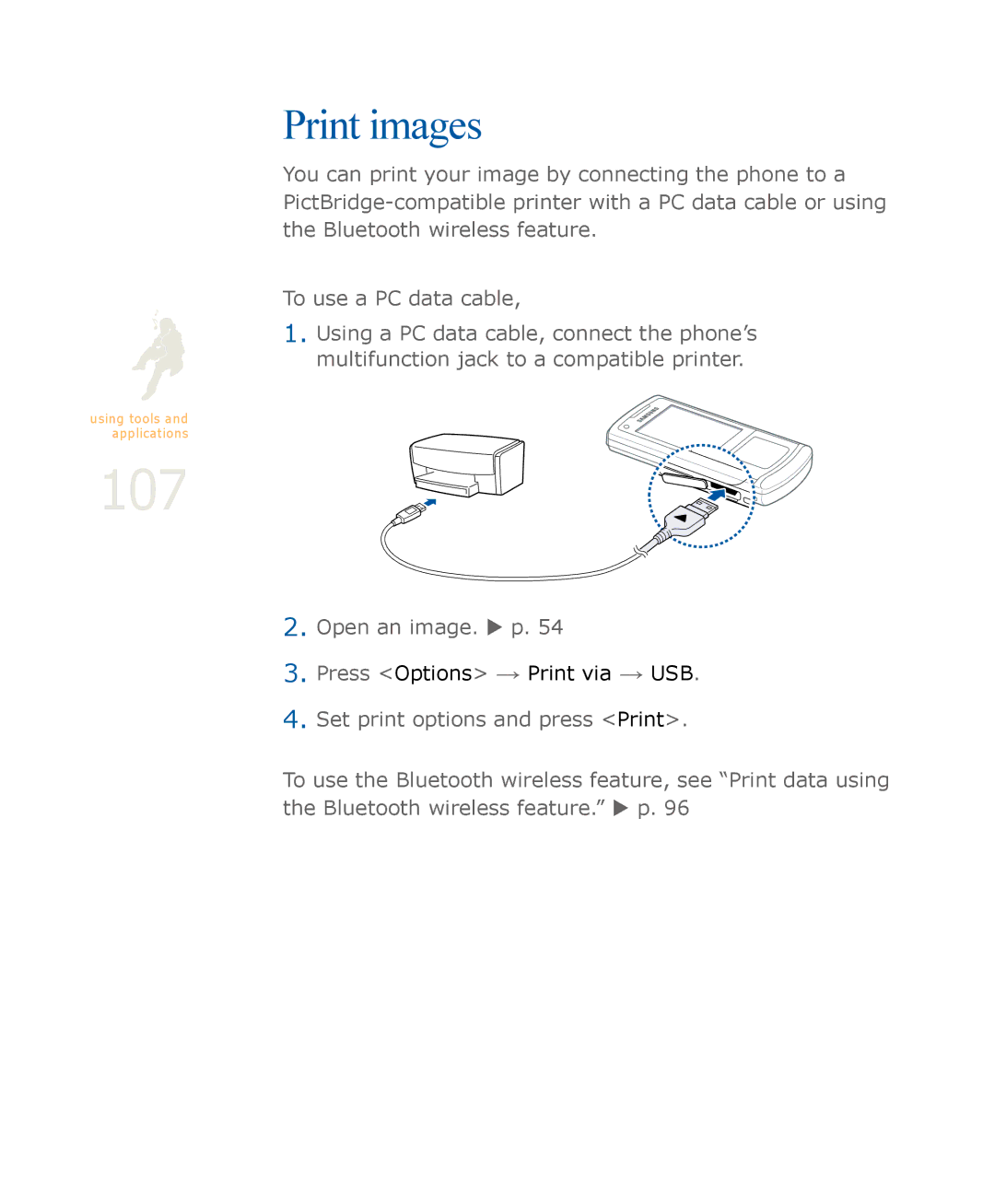 Samsung SGH-U900 user manual 107, Print images 