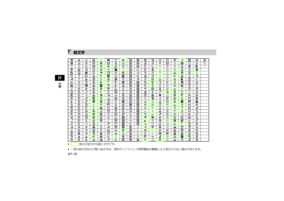 Samsung SGH-V707ZKVSBM, SGH-V707ZRVSBM, SGH-V707RIVSBM, SGH-V707LBVSBM, SGH-V707ZWVSBM, SGH-V707ZIVSBM manual 絵文字, 27-12 