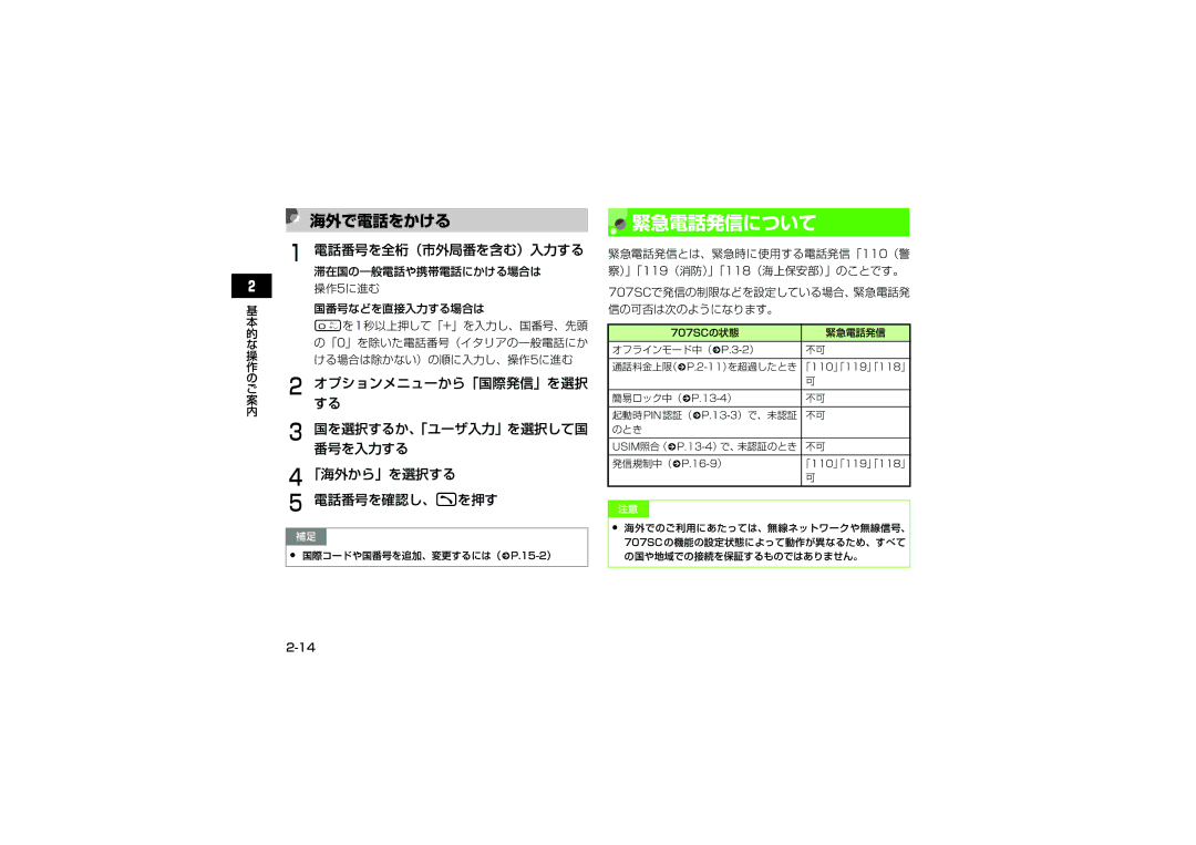 Samsung SGH-V707ZKVSBM, SGH-V707ZRVSBM 緊急電話発信について, 海外で電話をかける, オプションメニューから「国際発信」を選択, 番号を入力する, 「海外から」を選択する 電話番号を確認し、tを押す 