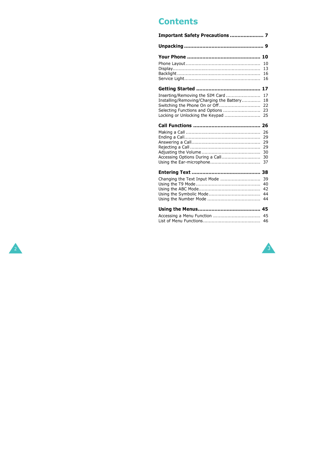 Samsung SGH-X100 manual Contents 