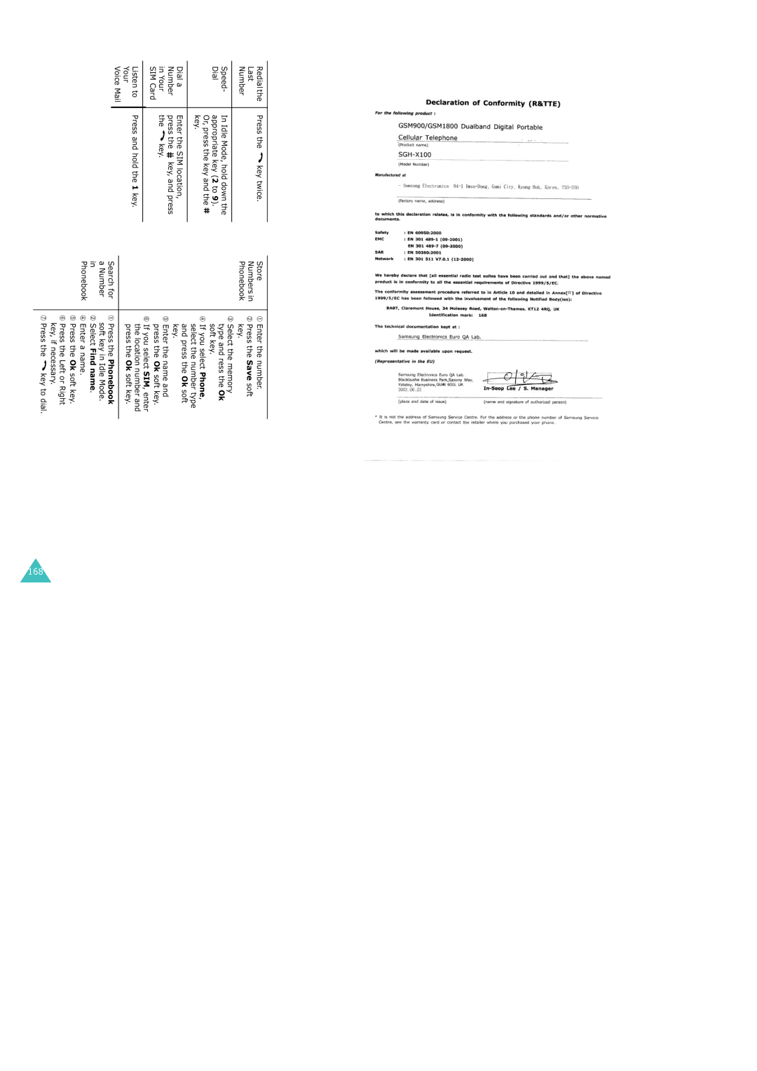 Samsung SGH-X100 manual 168 