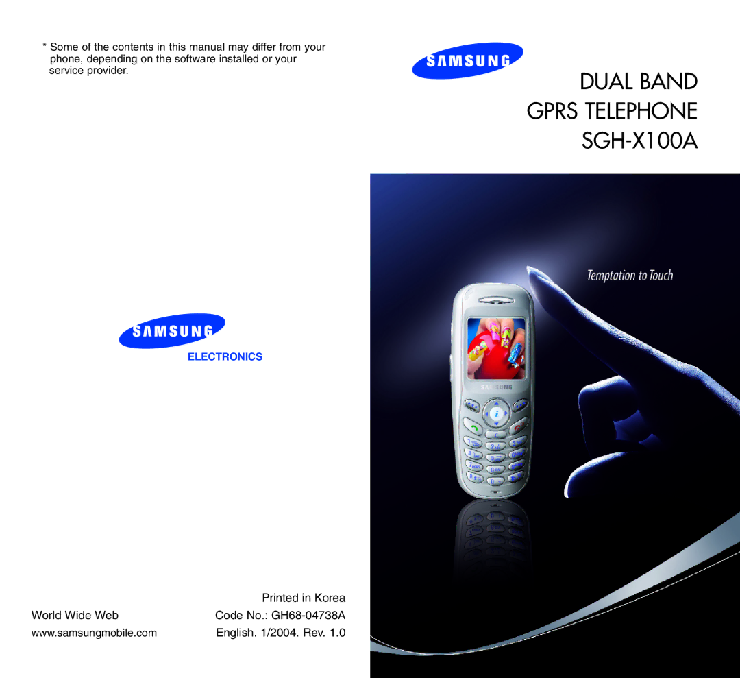 Samsung manual Dual Band Gprs Telephone SGH-X100A 