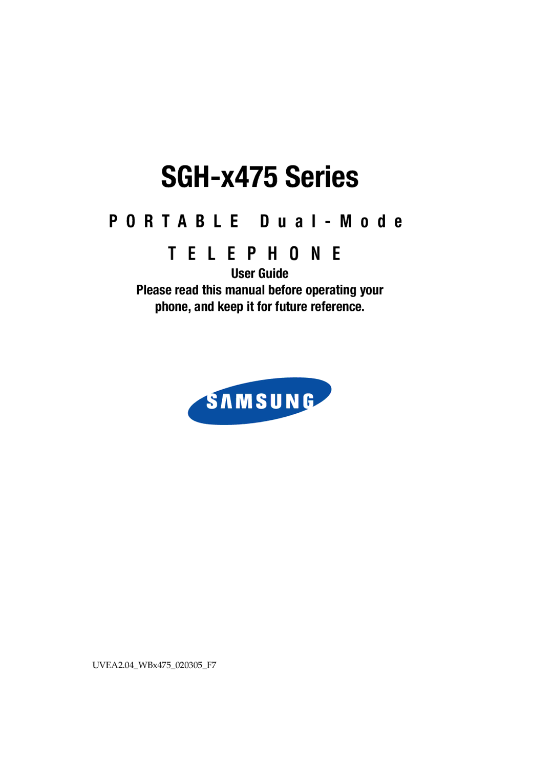 Samsung manual SGH-x475 Series 