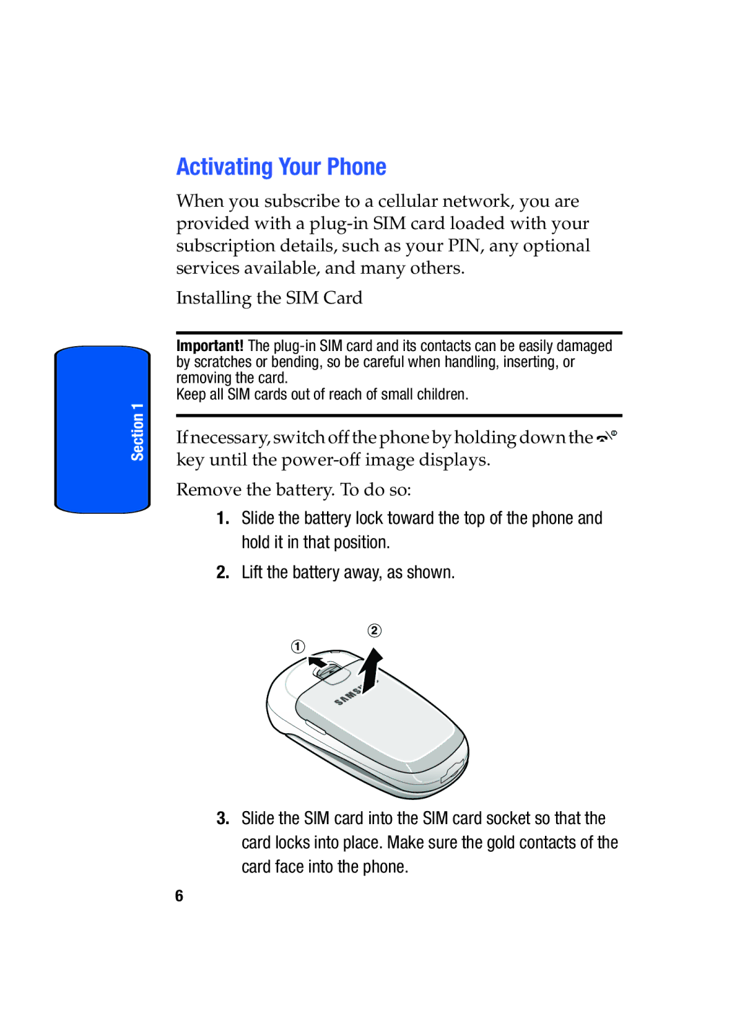 Samsung SGH-x475 manual Activating Your Phone 