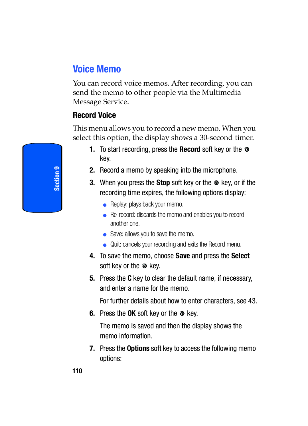 Samsung SGH-x475 manual Voice Memo, Record Voice 