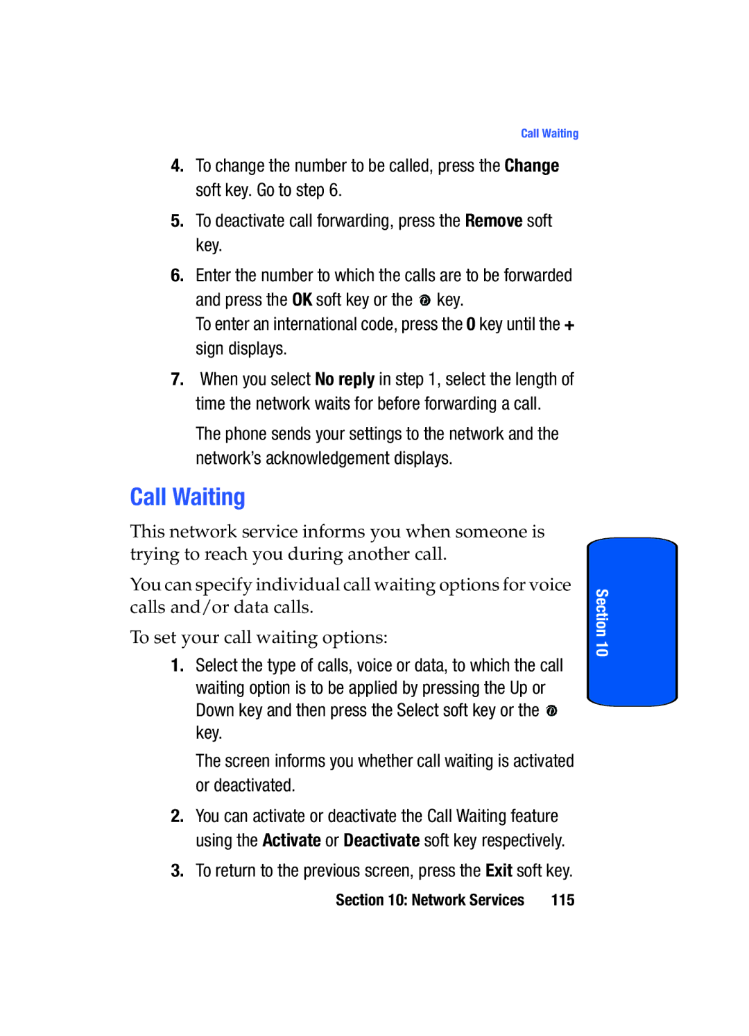 Samsung SGH-x475 manual Call Waiting 