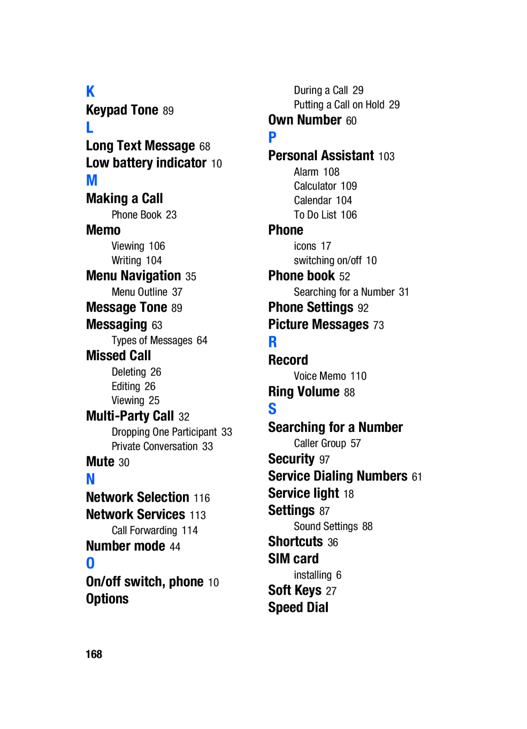 Samsung SGH-x475 Making a Call, Memo, Menu Navigation, Message Tone Messaging, Missed Call, Multi-Party Call, Mute, Phone 