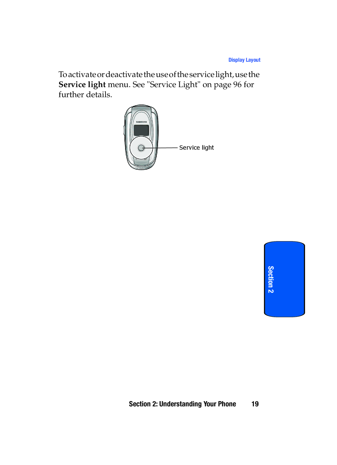 Samsung SGH-x475 manual Service light 