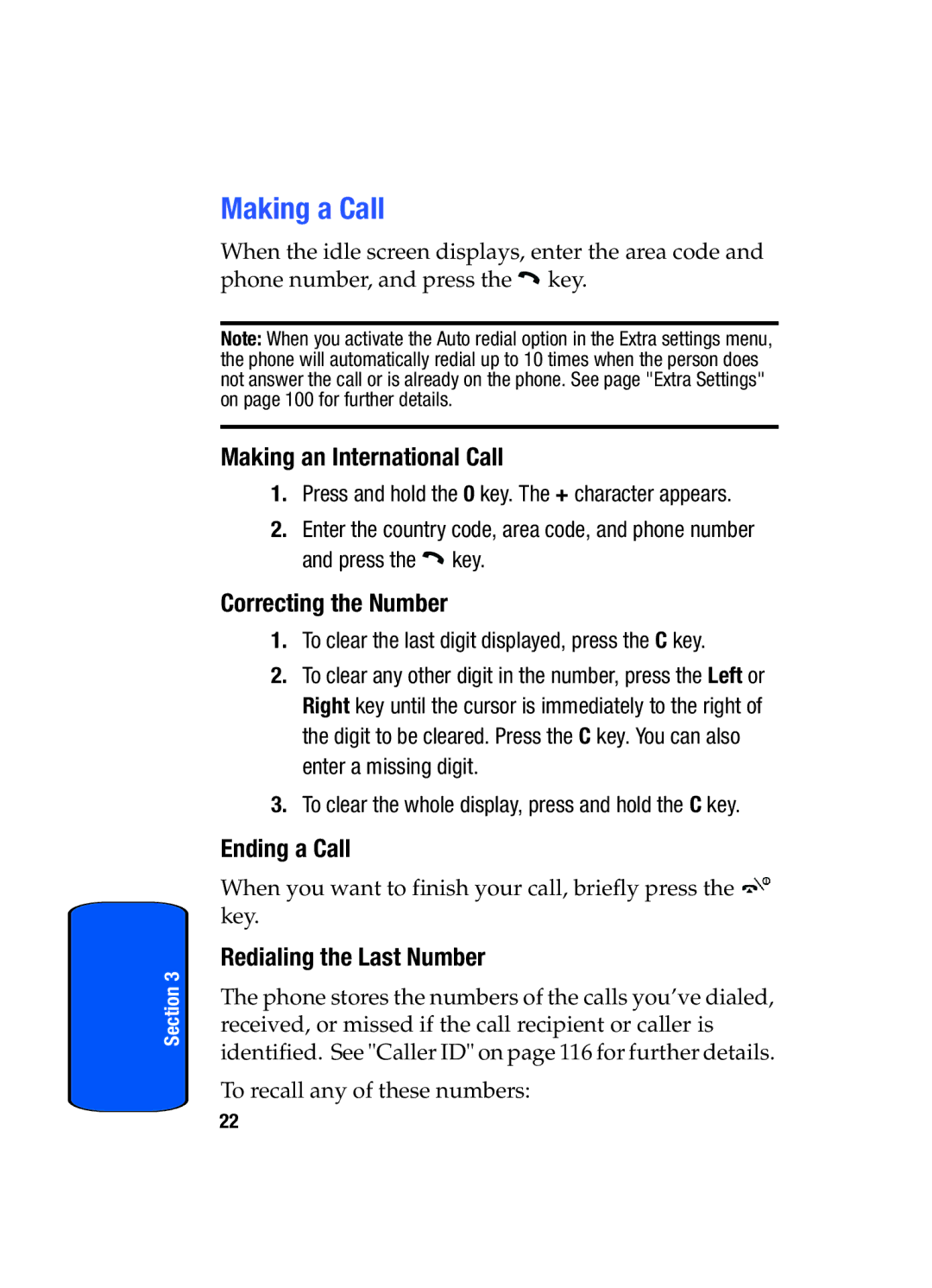 Samsung SGH-x475 manual Making a Call, Making an International Call, Correcting the Number, Ending a Call 