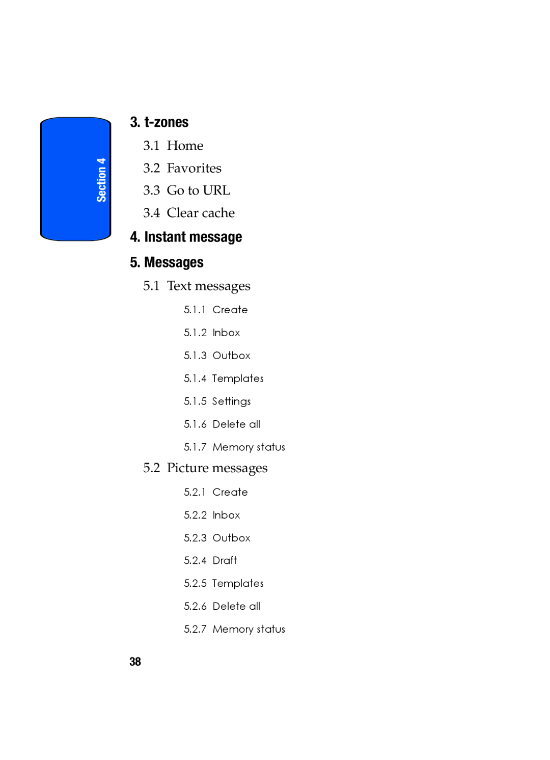 Samsung SGH-x475 manual Zones, Instant message Messages 