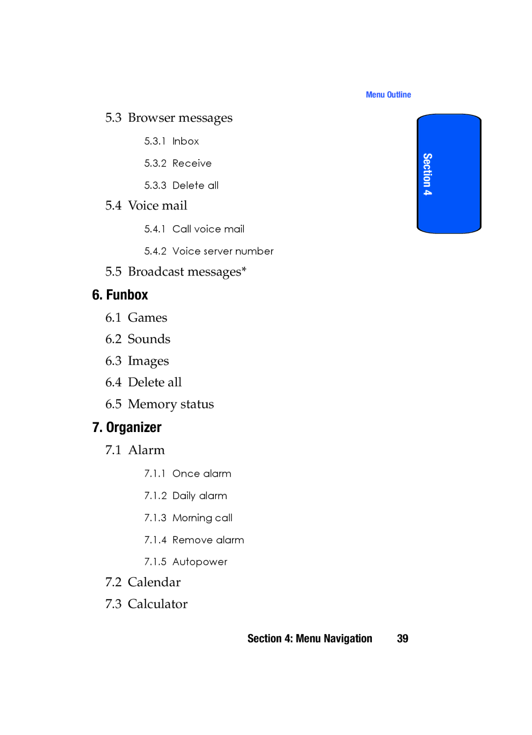 Samsung SGH-x475 manual Funbox, Organizer 