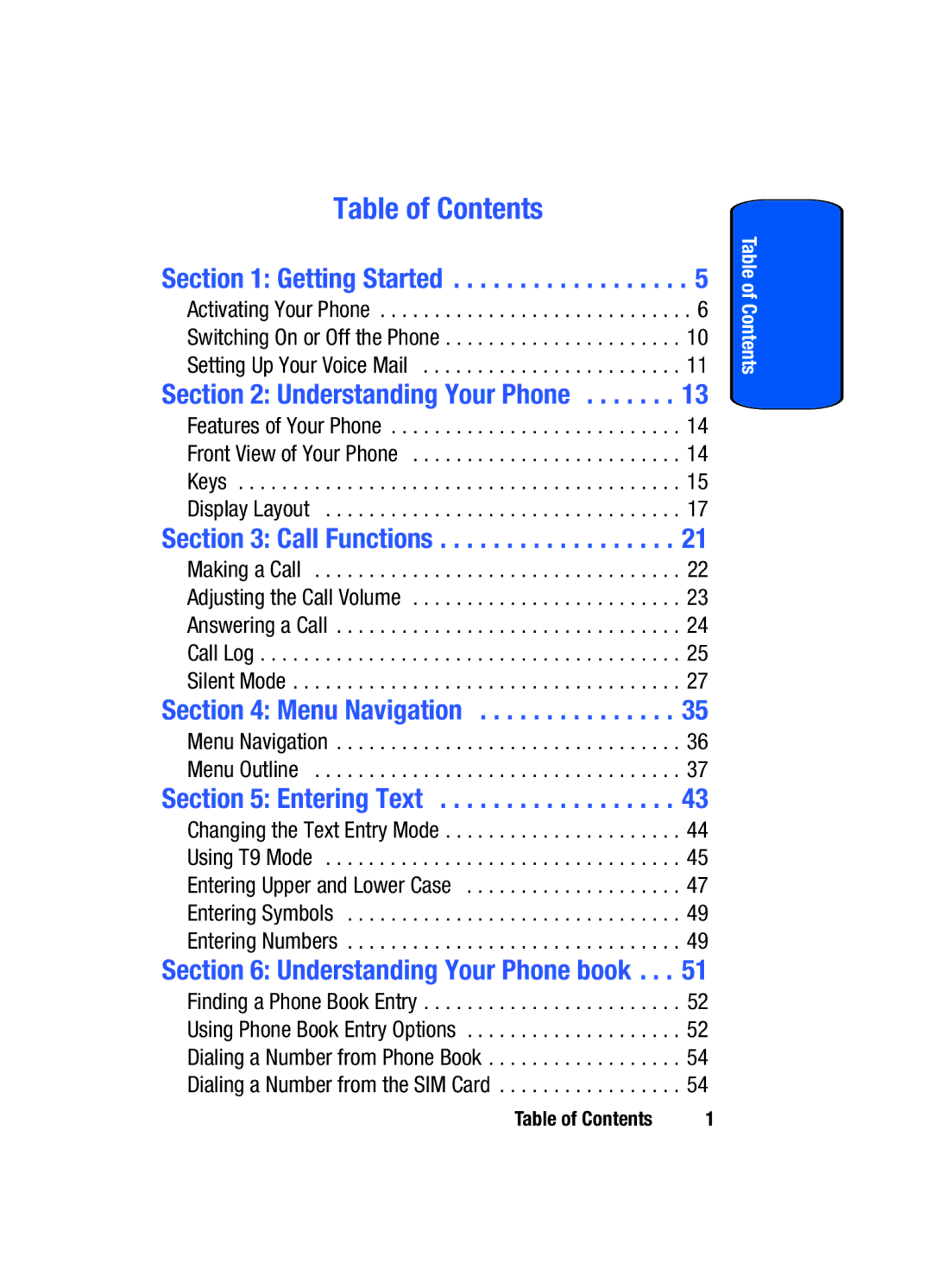 Samsung SGH-x475 manual Table of Contents 