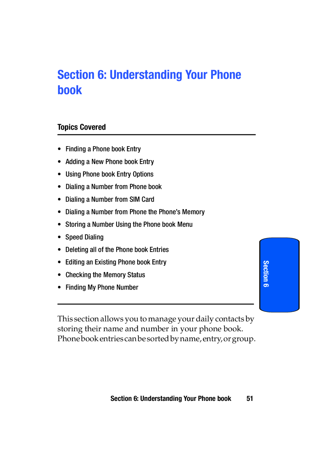 Samsung SGH-x475 manual Understanding Your Phone book 