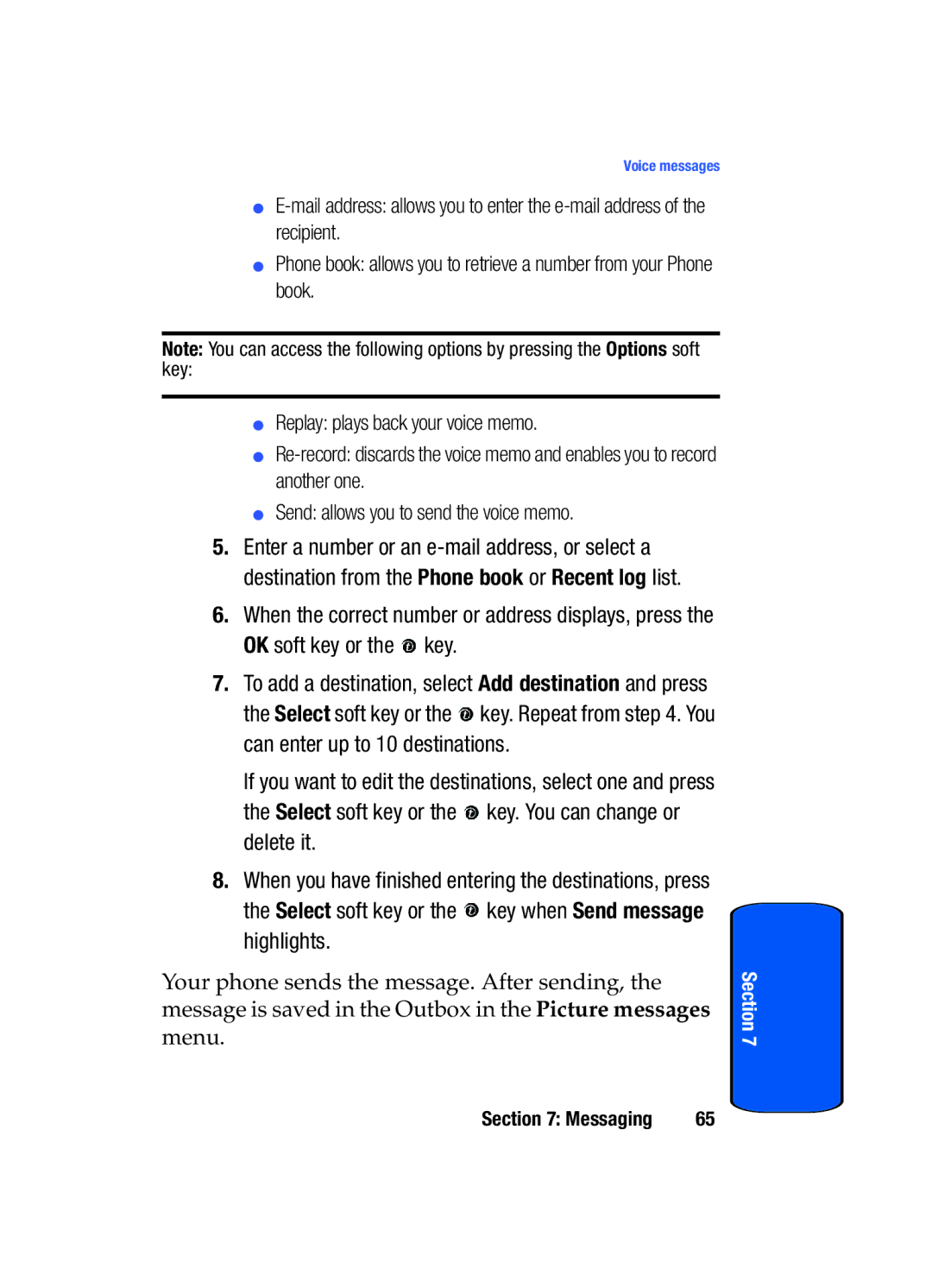 Samsung SGH-x475 manual Voice messages 