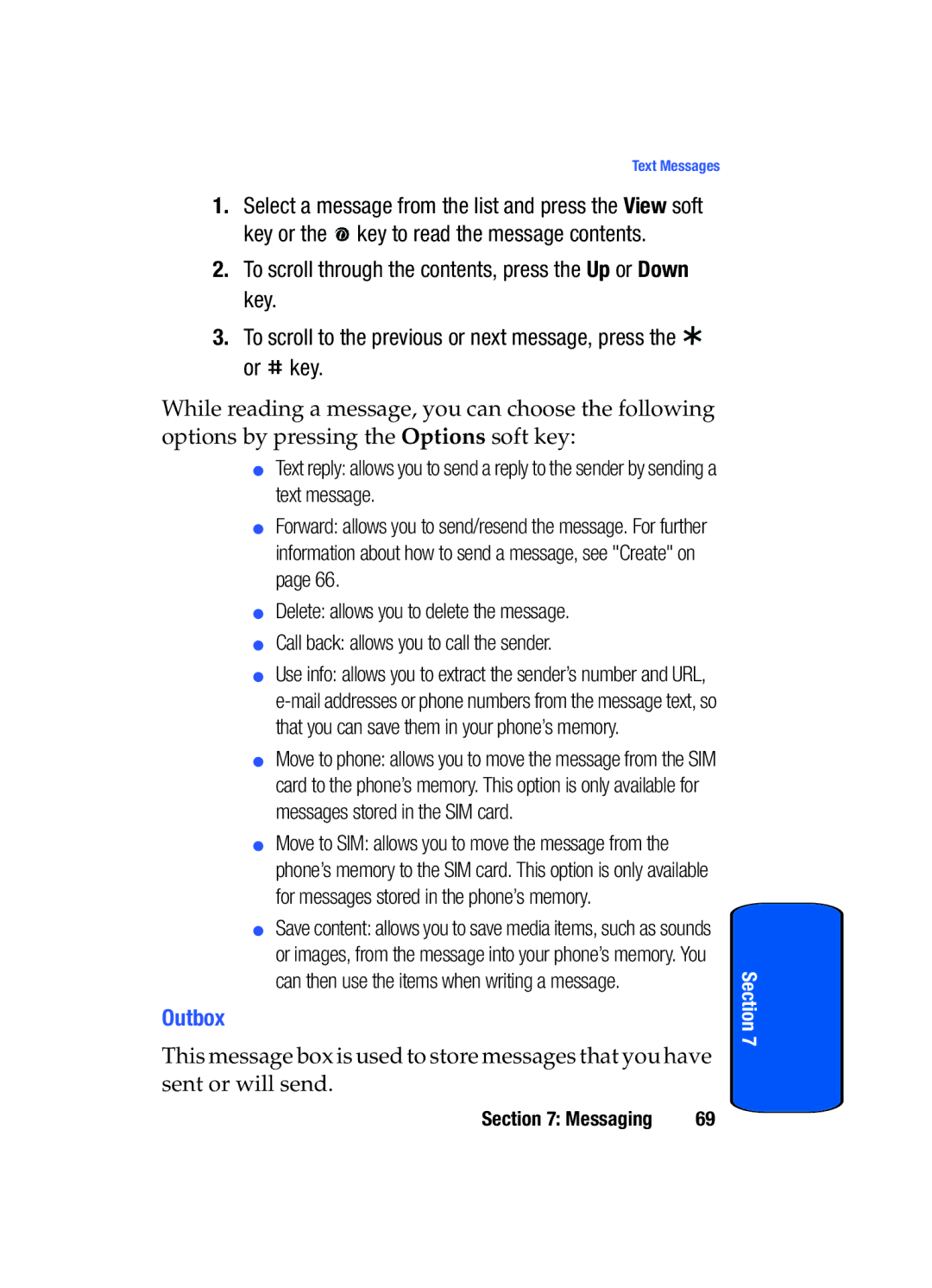 Samsung SGH-x475 manual Outbox 