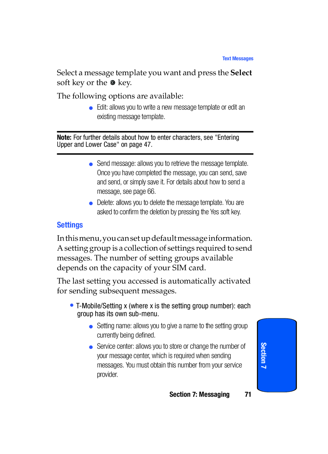 Samsung SGH-x475 manual Settings 