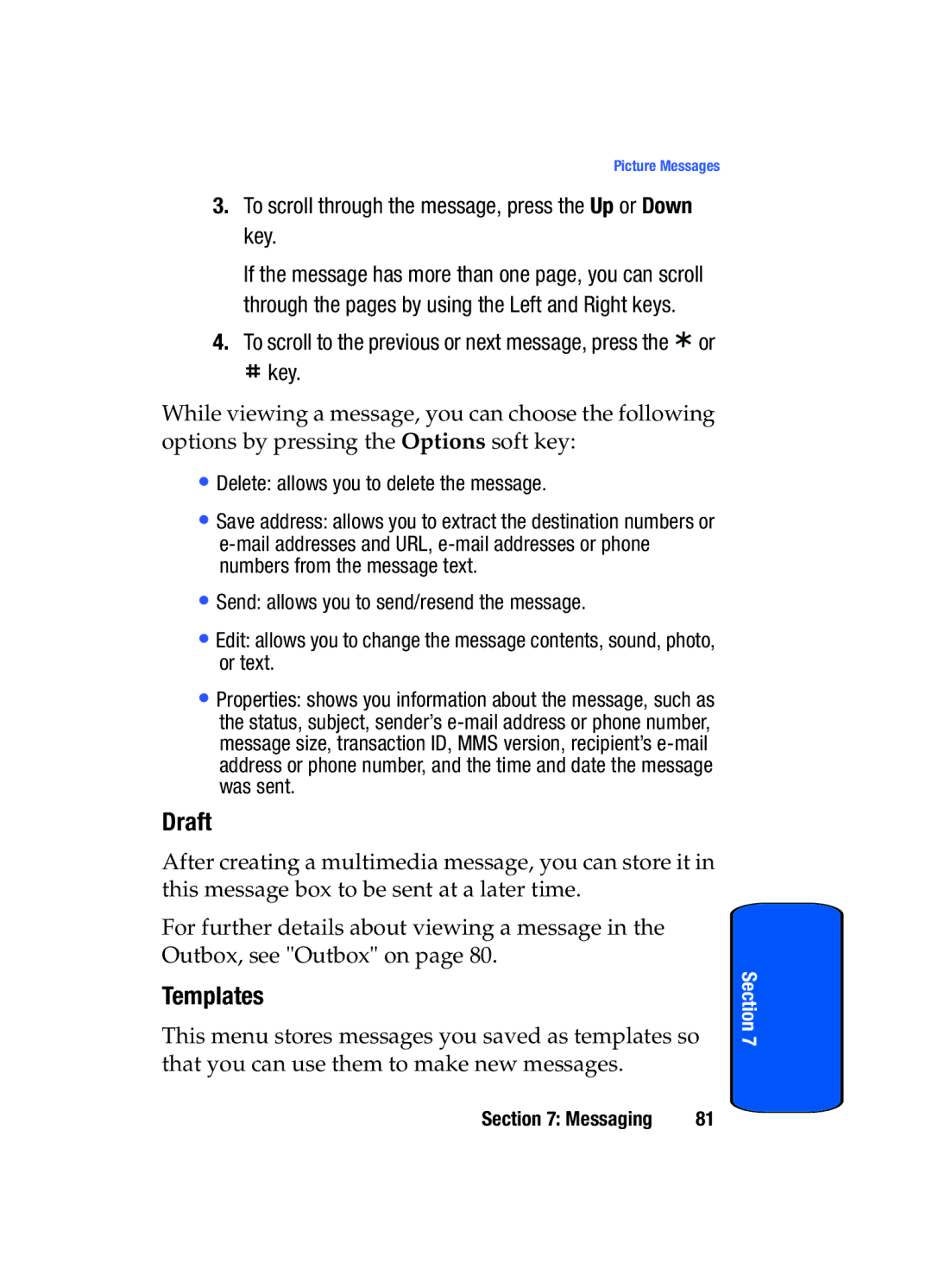 Samsung SGH-x475 manual Draft, Templates 