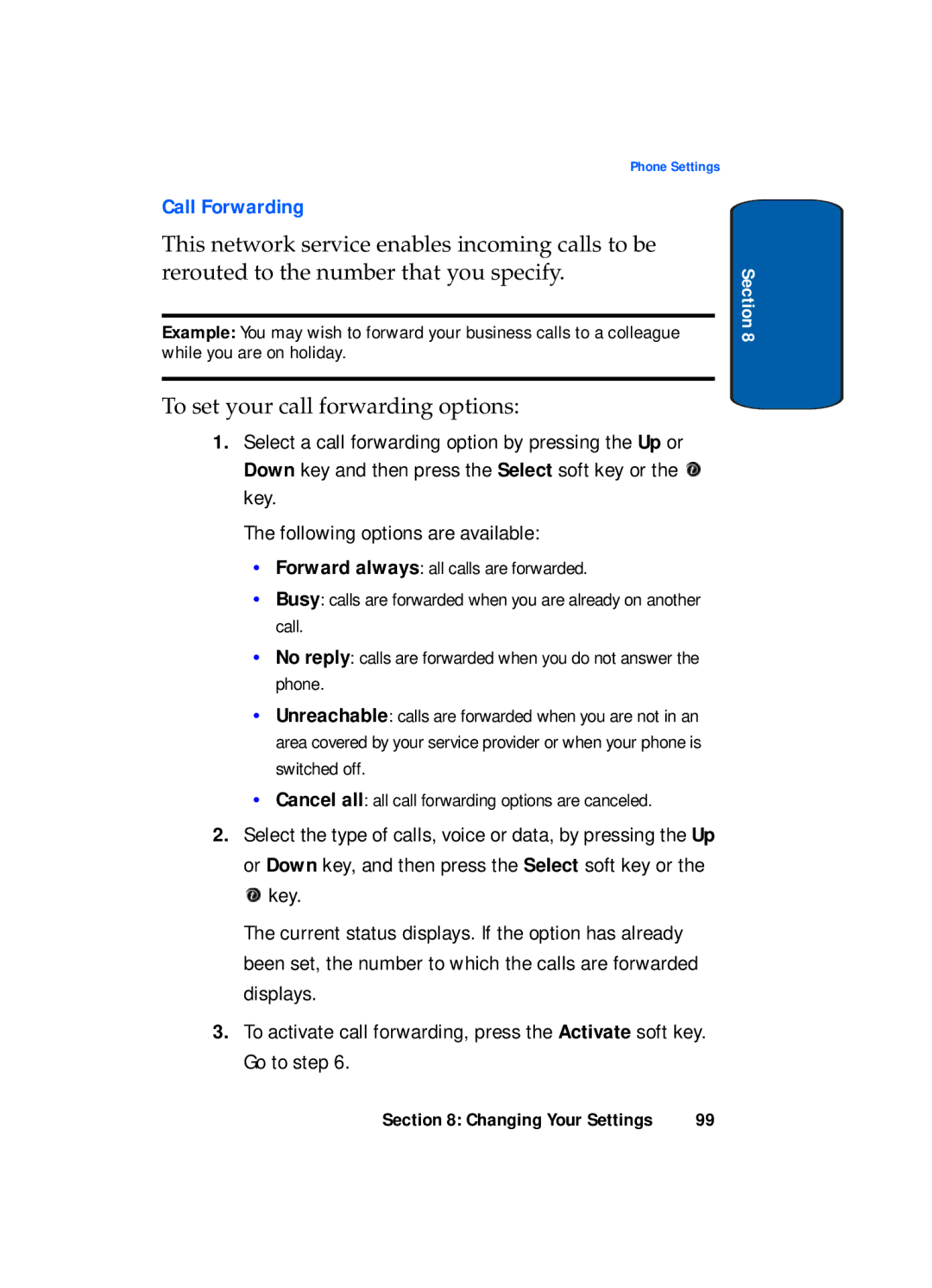 Samsung SGH-x495 Series manual Call Forwarding 