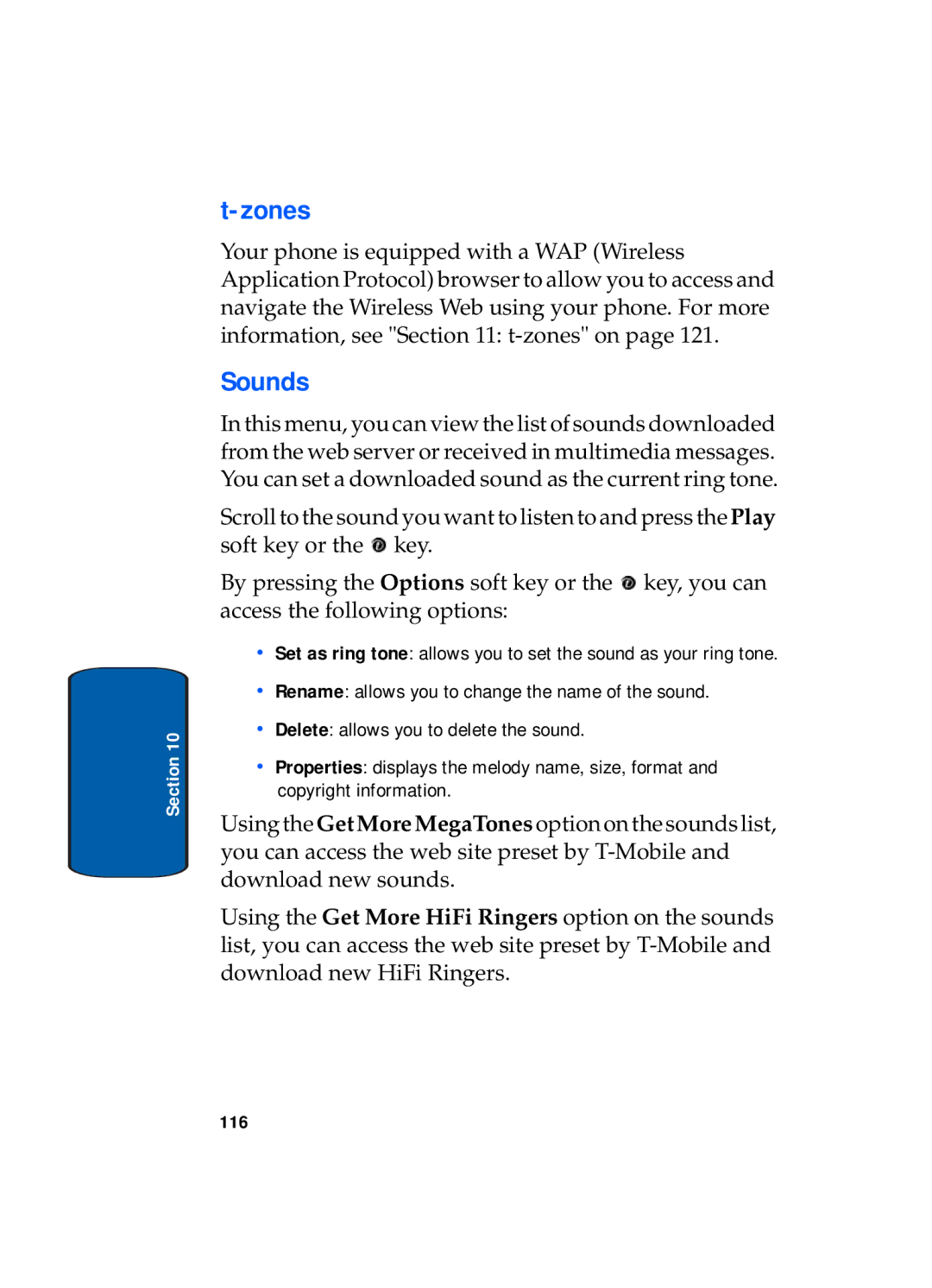 Samsung SGH-x495 Series manual Zones, Sounds 