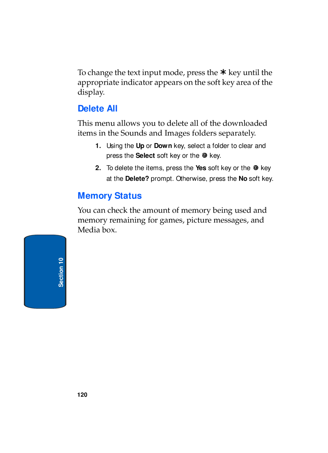 Samsung SGH-x495 Series manual Delete All, Memory Status 