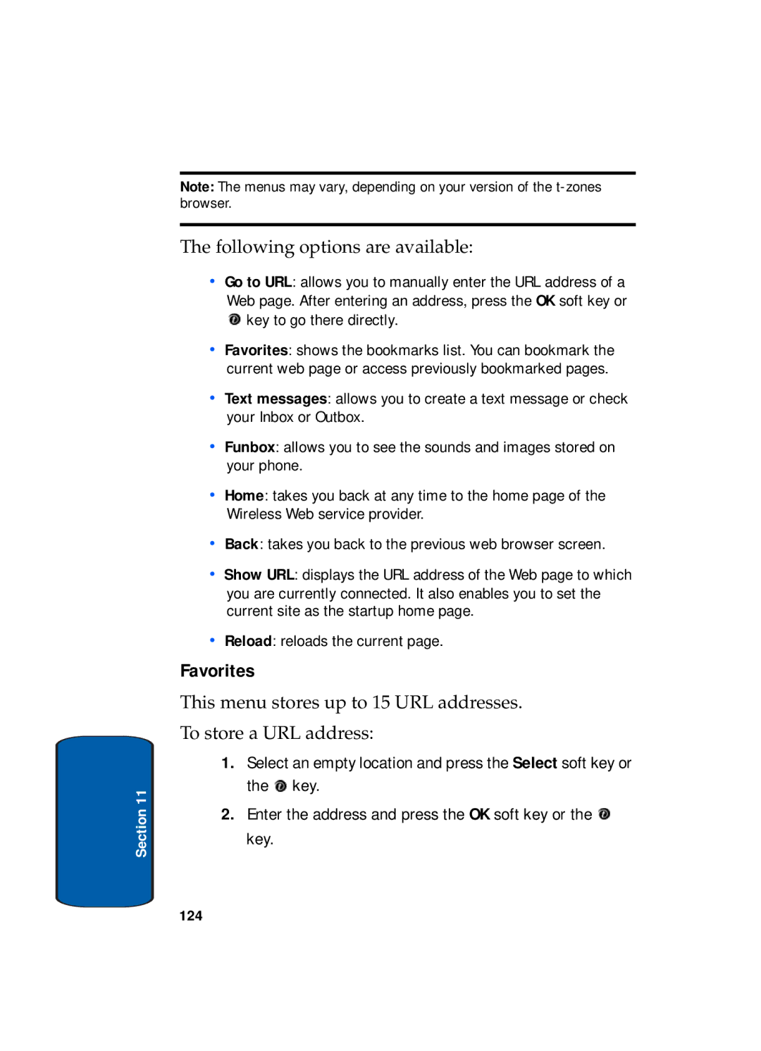 Samsung SGH-x495 Series manual Favorites 