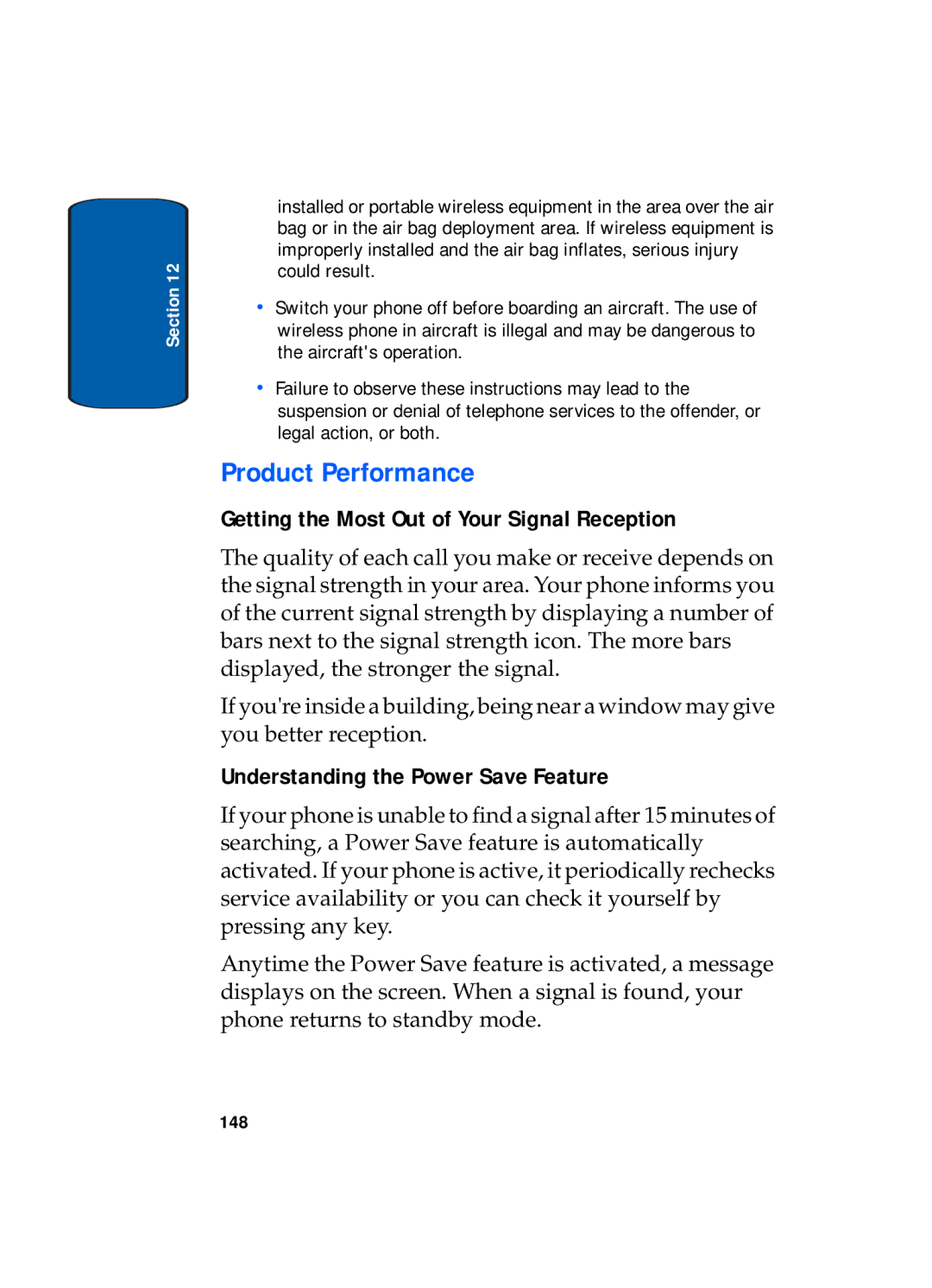 Samsung SGH-x495 Series manual Product Performance, Getting the Most Out of Your Signal Reception 