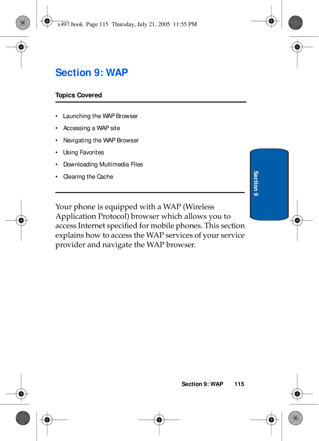 Samsung SGH-x497 manual Wap 