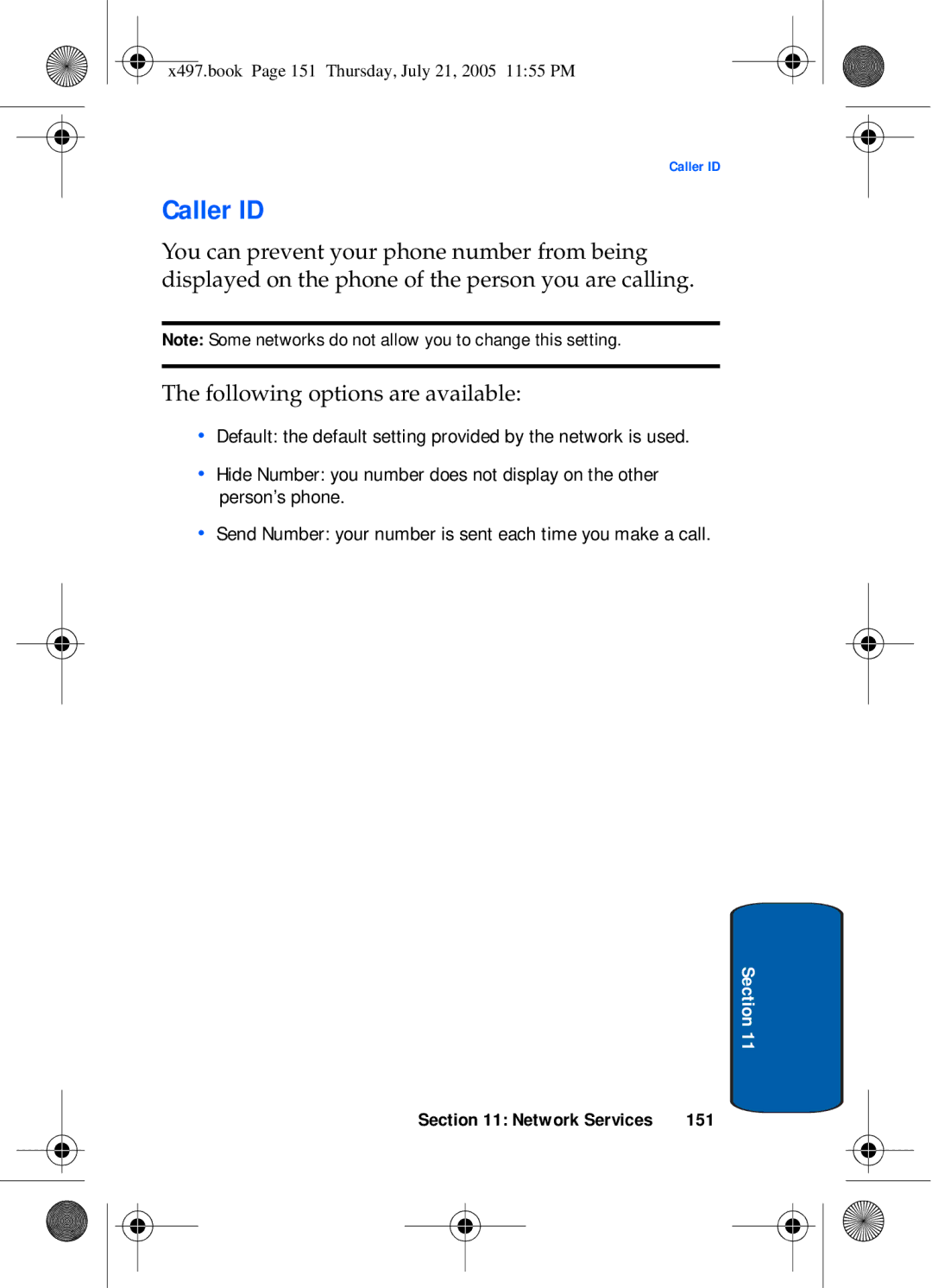 Samsung SGH-x497 manual Caller ID, 151 