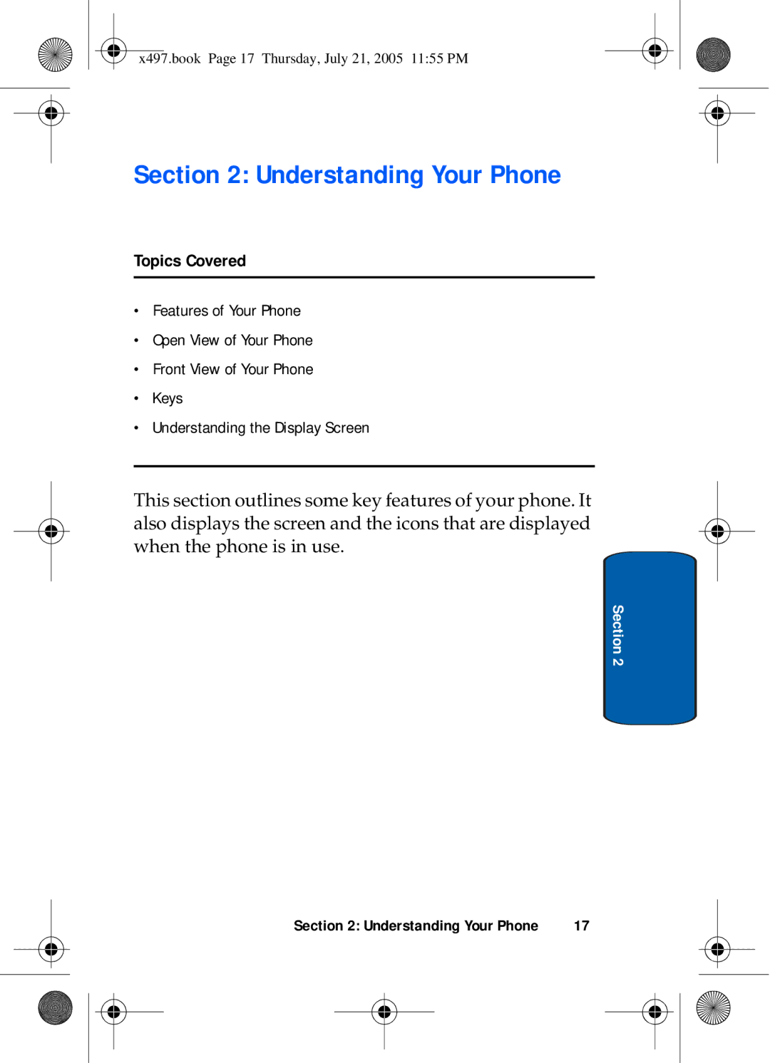 Samsung SGH-x497 manual Understanding Your Phone, Topics Covered 