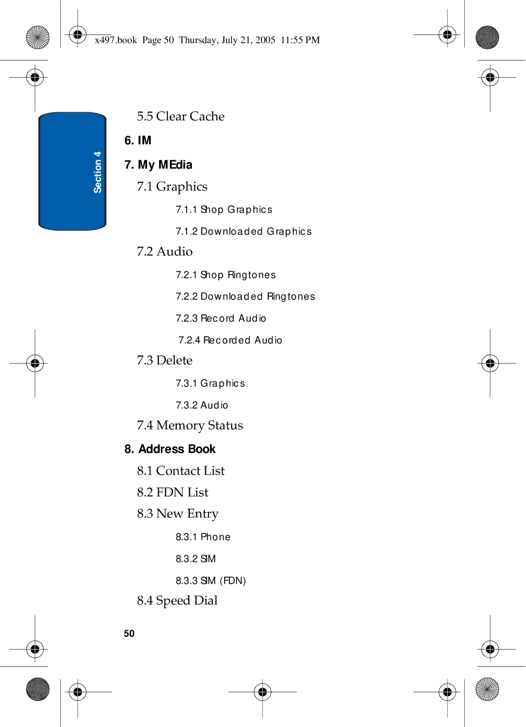 Samsung SGH-x497 manual My MEdia, Address Book 