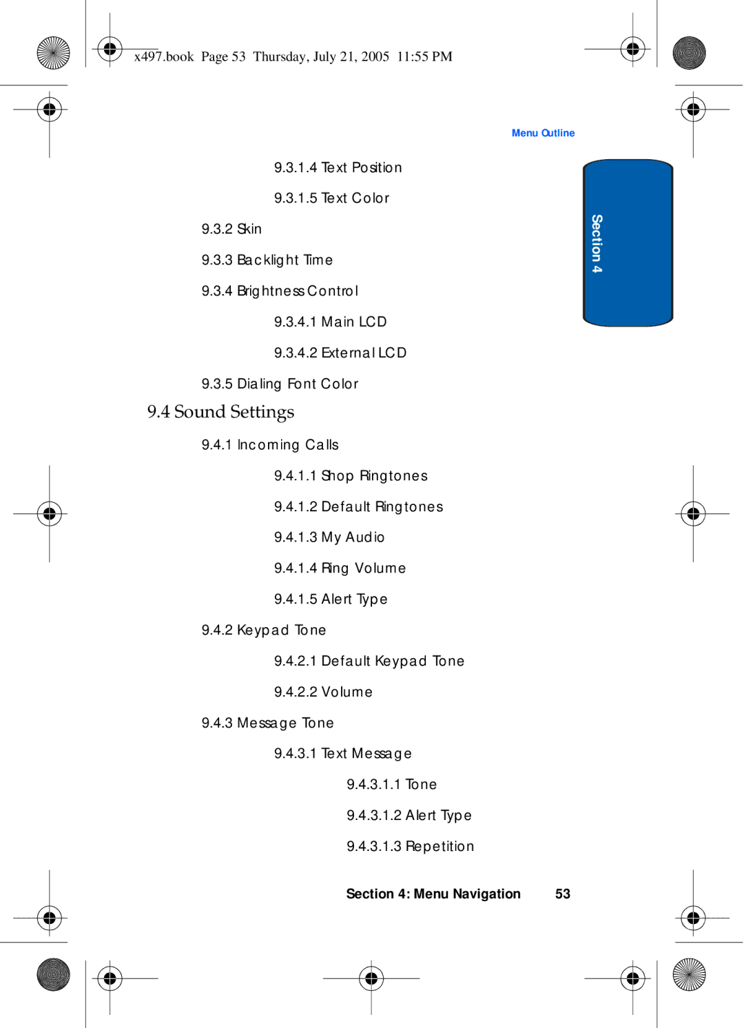 Samsung SGH-x497 manual Sound Settings 