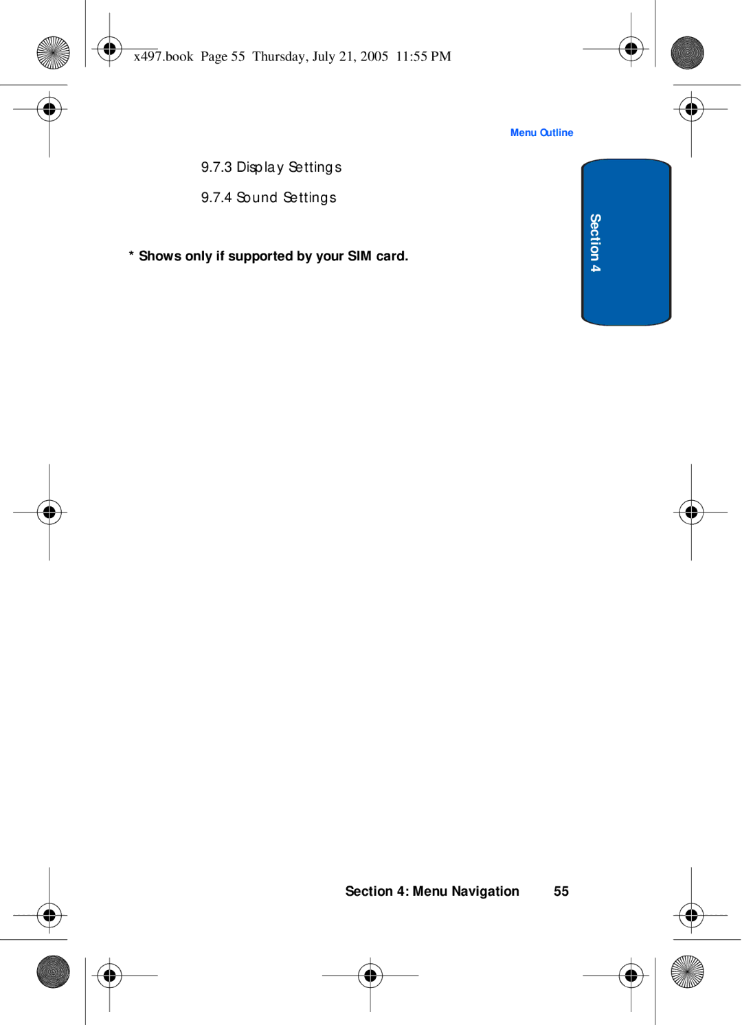 Samsung SGH-x497 manual Shows only if supported by your SIM card 