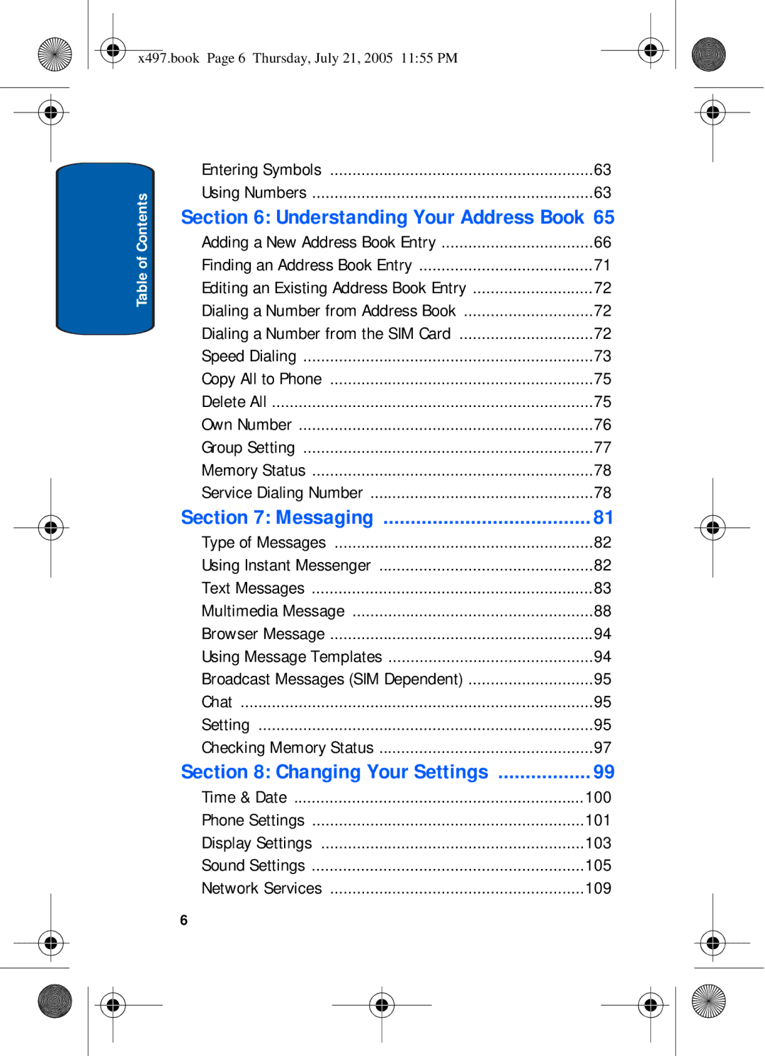 Samsung SGH-x497 manual Understanding Your Address Book, Messaging, Changing Your Settings 