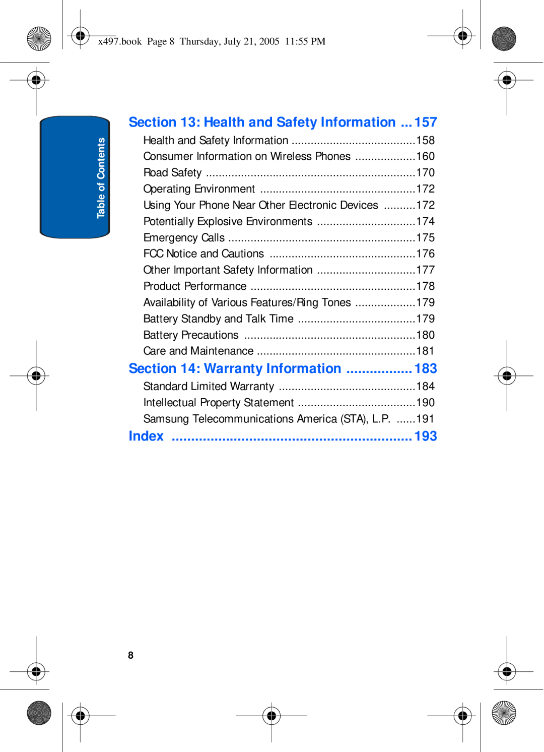 Samsung SGH-x497 manual Warranty Information, Index 