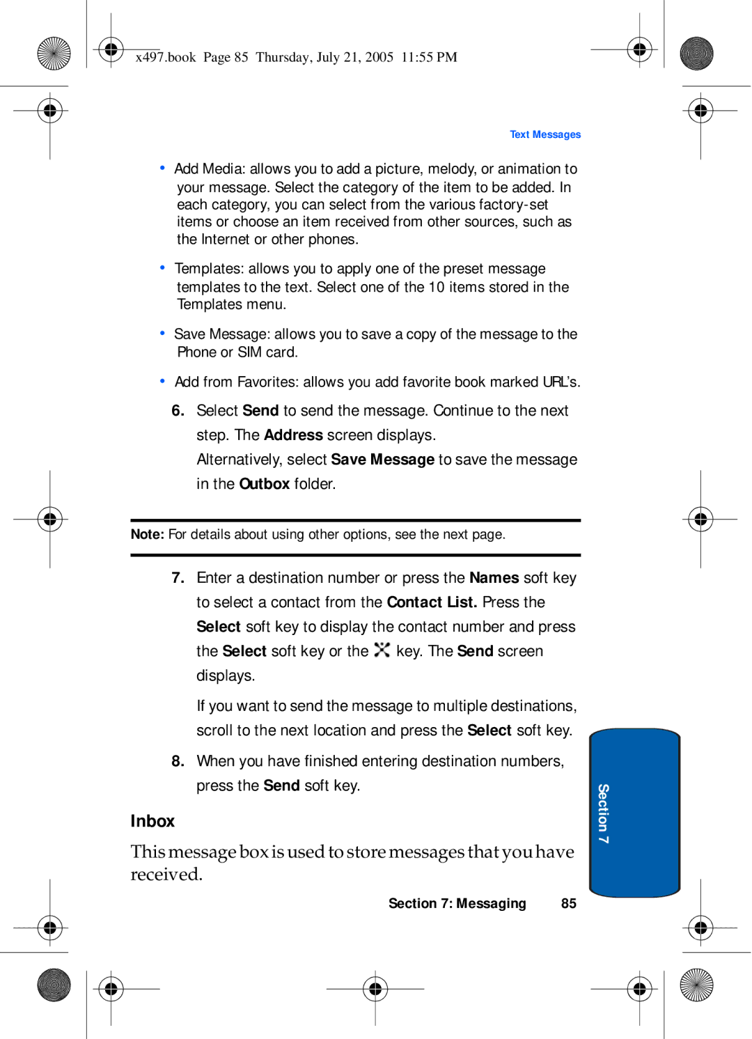 Samsung SGH-x497 manual Inbox 