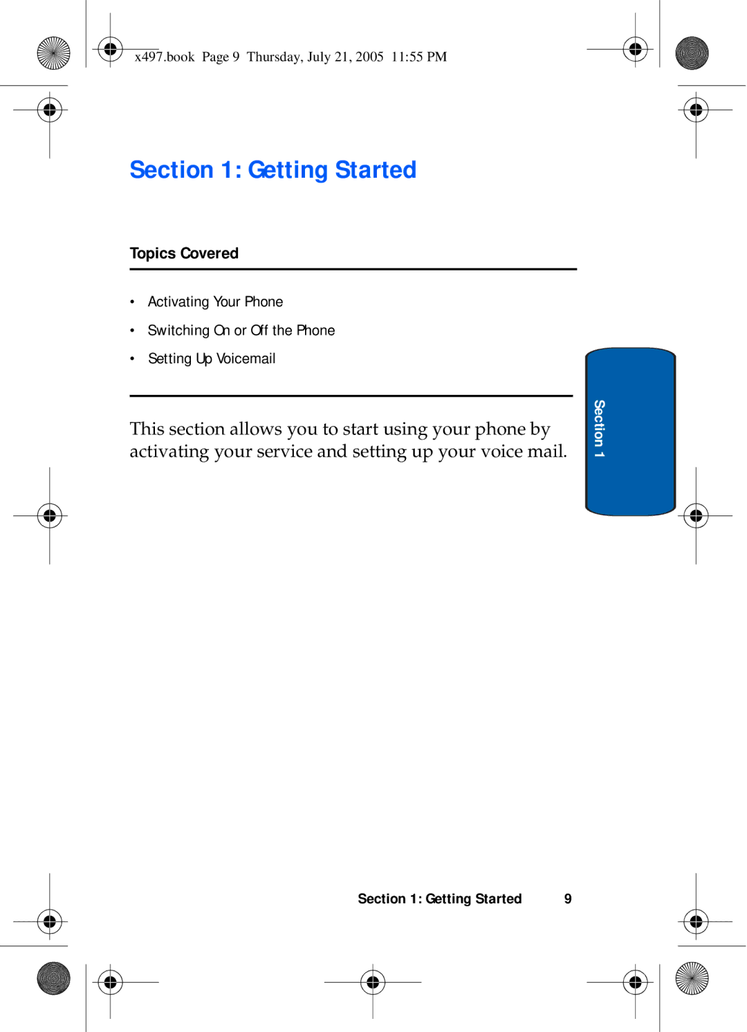 Samsung SGH-x497 manual Getting Started, Topics Covered 