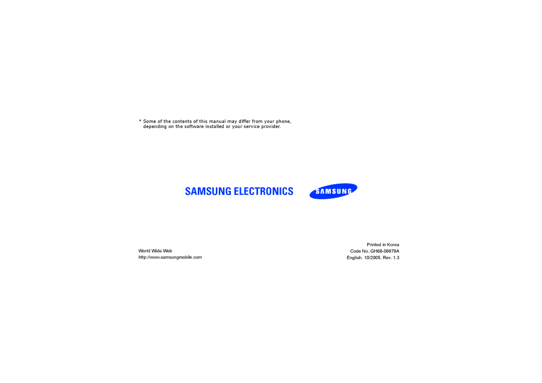 Samsung SGH-X640 manual Samsung Electronics 