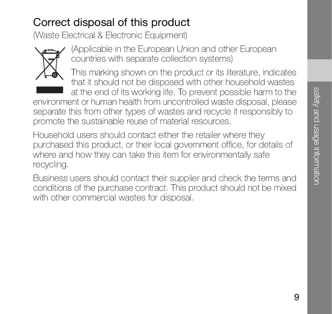 Samsung SGH-Z810 user manual Correct disposal of this product, Waste Electrical & Electronic Equipment 